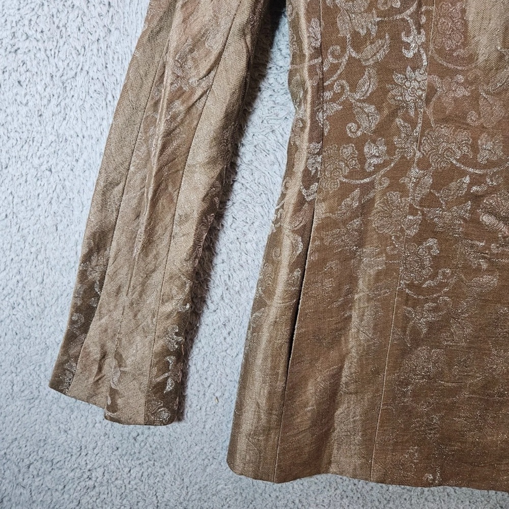 Lafayette 148 Linen Jacquard‎ Blazer Earthy Brown Floral Tailored Jacket 8 - Picture 7 of 9